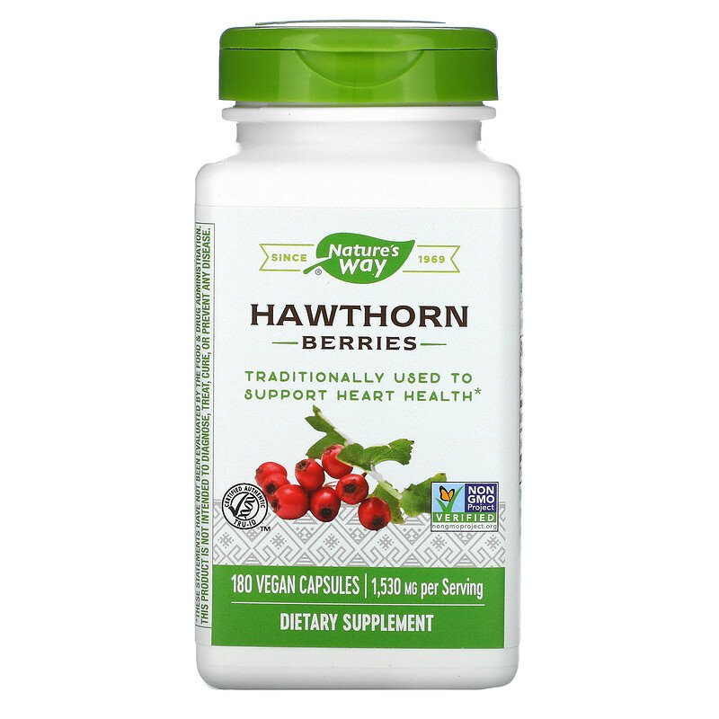 Hawthorn Berries 510 mg 180 Vegetarian Capsules by Nature&