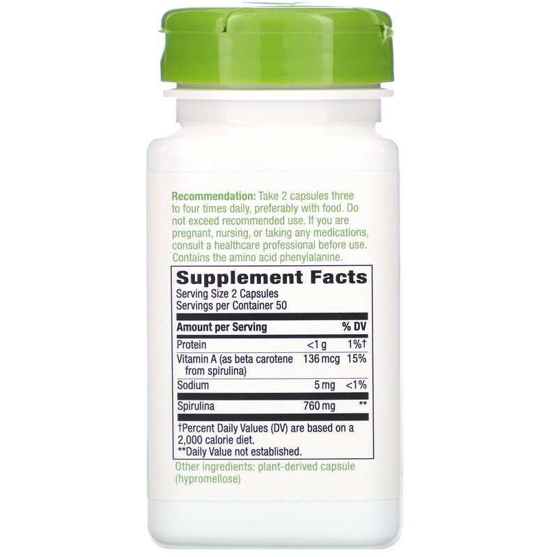 Spirulina Micro-Algae 380 mg 100 Vegetarian Capsules by Nature&