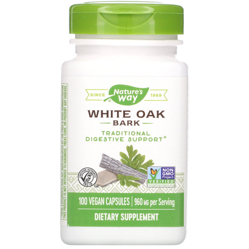 White Oak Bark 480 mg 100 Vegetarian Capsules by Nature&