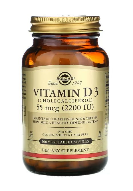 Vitamin D3 (Cholecalciferol) 55 mcg (2,200 IU) 100 Vegetable Capsules