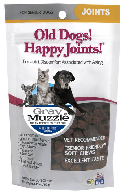 Gray Muzzle Old Dogs! Happy Joints 90 Bite Size Soft Chews
