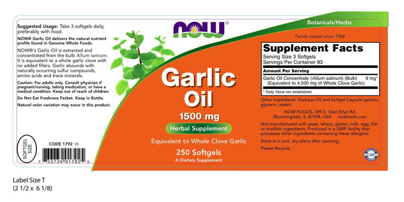 Garlic Oil 1500 mg 250 Softgels