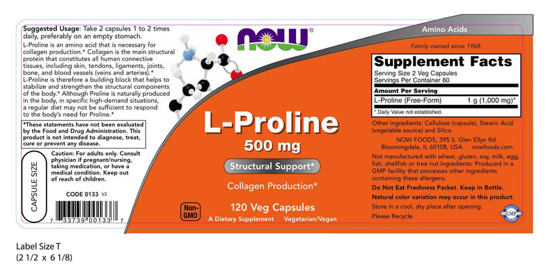 L-Proline 500 mg 120 Veg Capsules