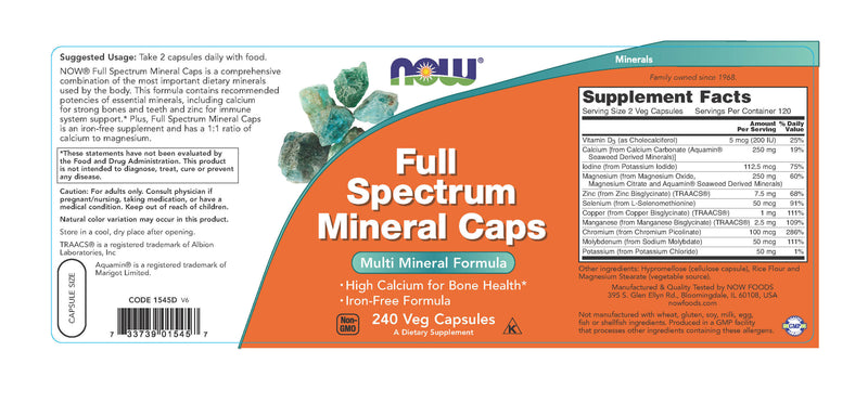 Full Spectrum Mineral Caps 120 Capsules | By Now Foods - Best Price