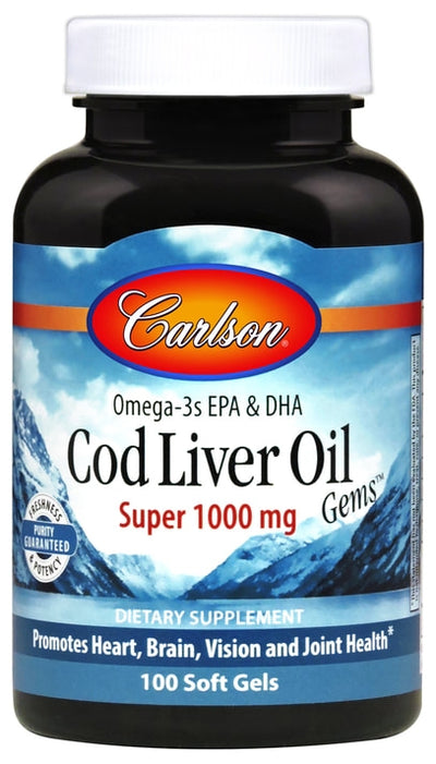 Cod Liver Oil Gems Super 1000 mg 100 Soft Gels