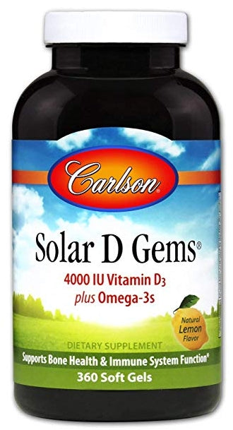 Solar D Gems 4000 IU Vitamin D3 Plus Omega-3s 360 Soft Gels