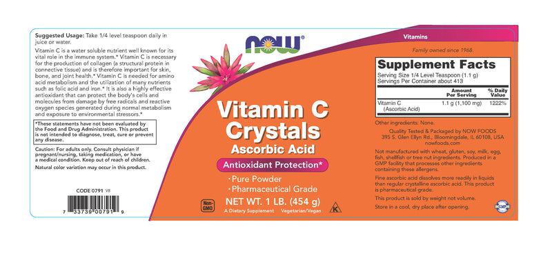 Vitamin C Crystals 8 oz (227 g) | By Now Foods - Best Price