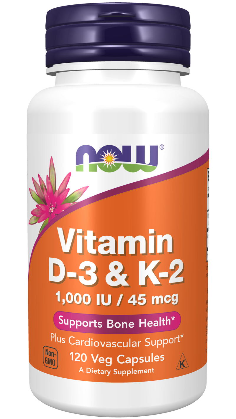 Vitamin D-3 & K-2 1,000 IU / 45 mcg 120 Veg Capsules