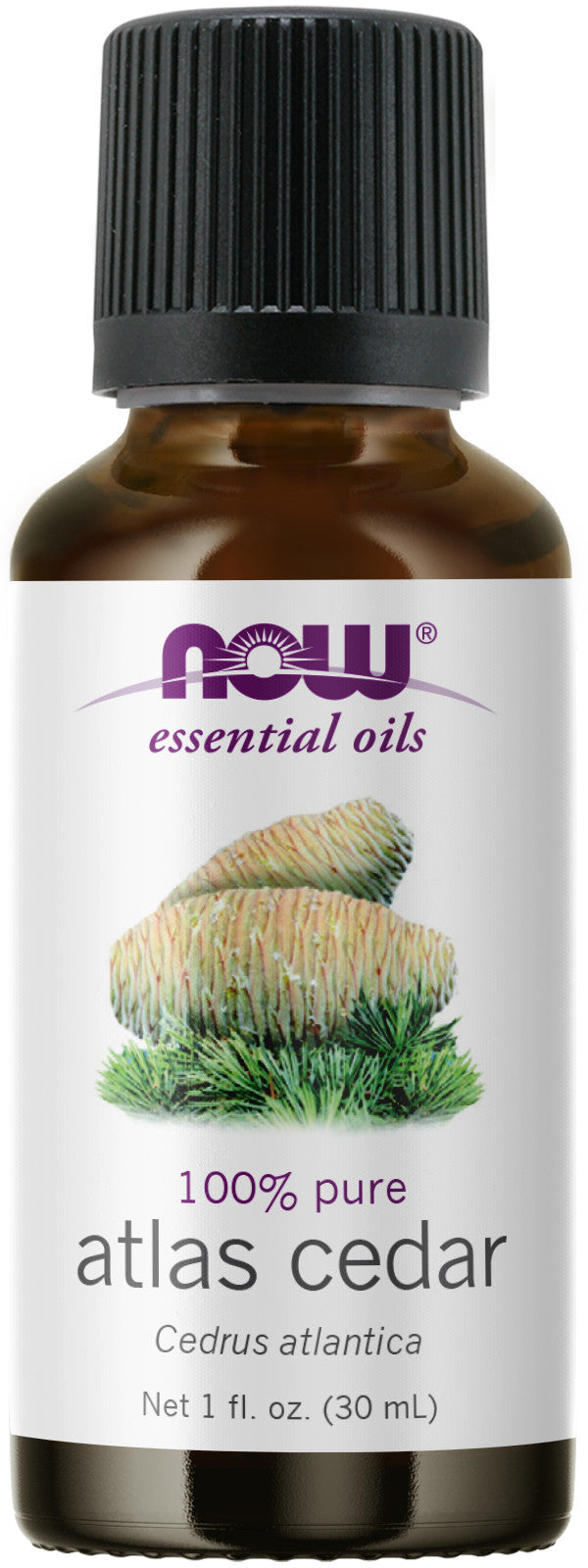 NOW Essential Oils, Atlas Cedar Oil, Balancing Aromatherapy Scent, Steam Distilled, 100% Pure, Vegan, Child Resistant Cap, 1-Ounce