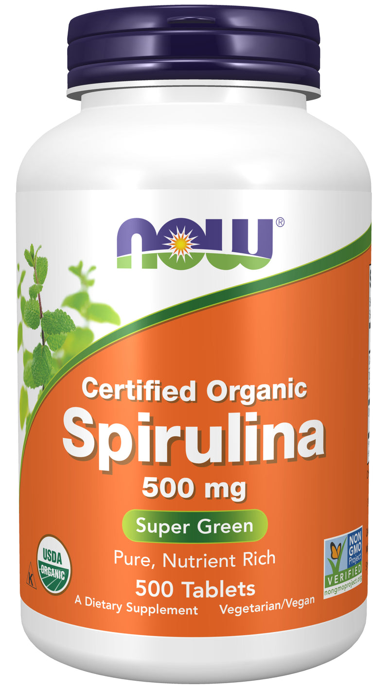 Spirulina Certified Organic 500 mg 500 Tablets | By Now Foods - Best Price