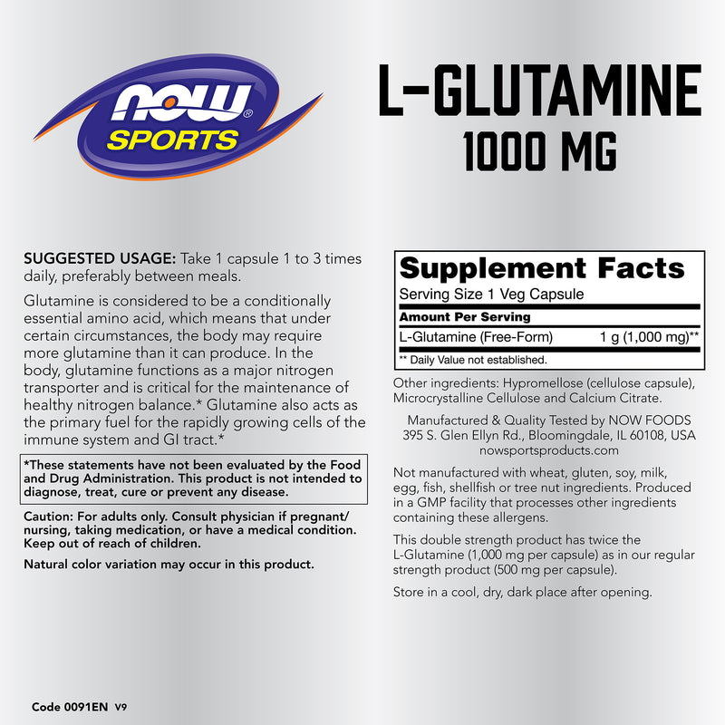 Now Sports, L-Glutamine 1000 mg 240 Capsules