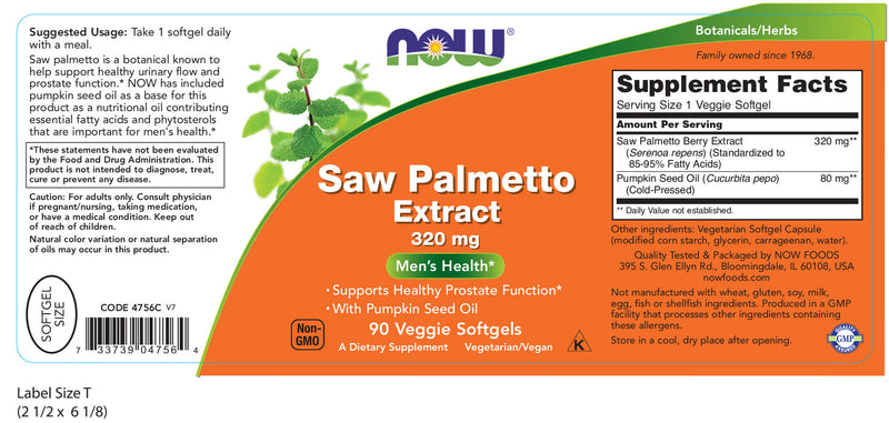 Saw Palmetto Extract 320 mg 90 Veggie Softgels