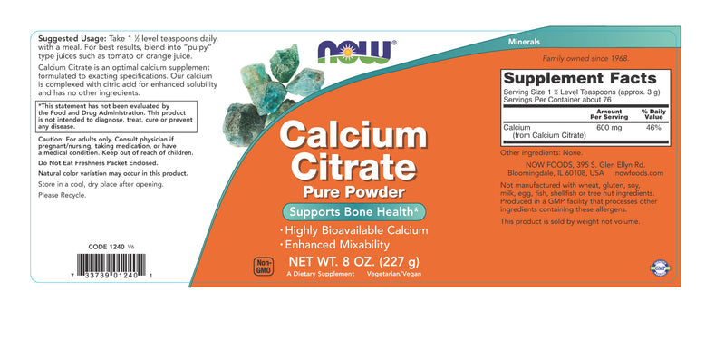 Calcium Citrate Pure Powder 8 oz (227 g)