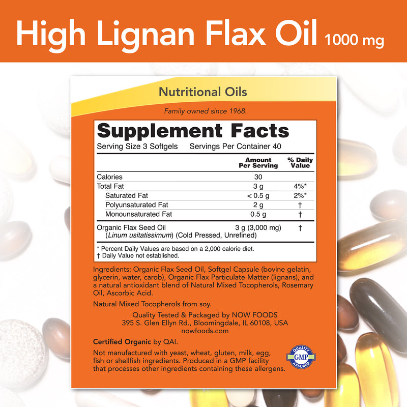 High Lignan Flax Oil 1000 mg 120 Softgels