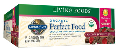 Organic Perfect Food Greens Bar Chocolate Raspberry 12 Bars