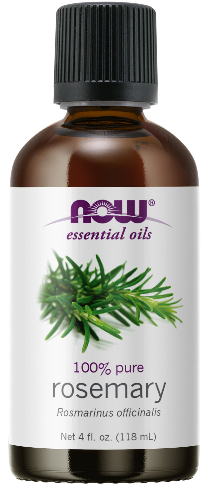 NOW Essential Oils, Rosemary Oil, Purifying Aromatherapy Scent, Steam Distilled, 100% Pure, Vegan, Child Resistant Cap, 4-Ounce