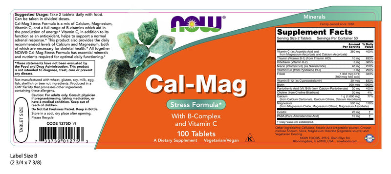 Cal-Mag Stress Formula 100 Tablets | By Now Foods - Best Price