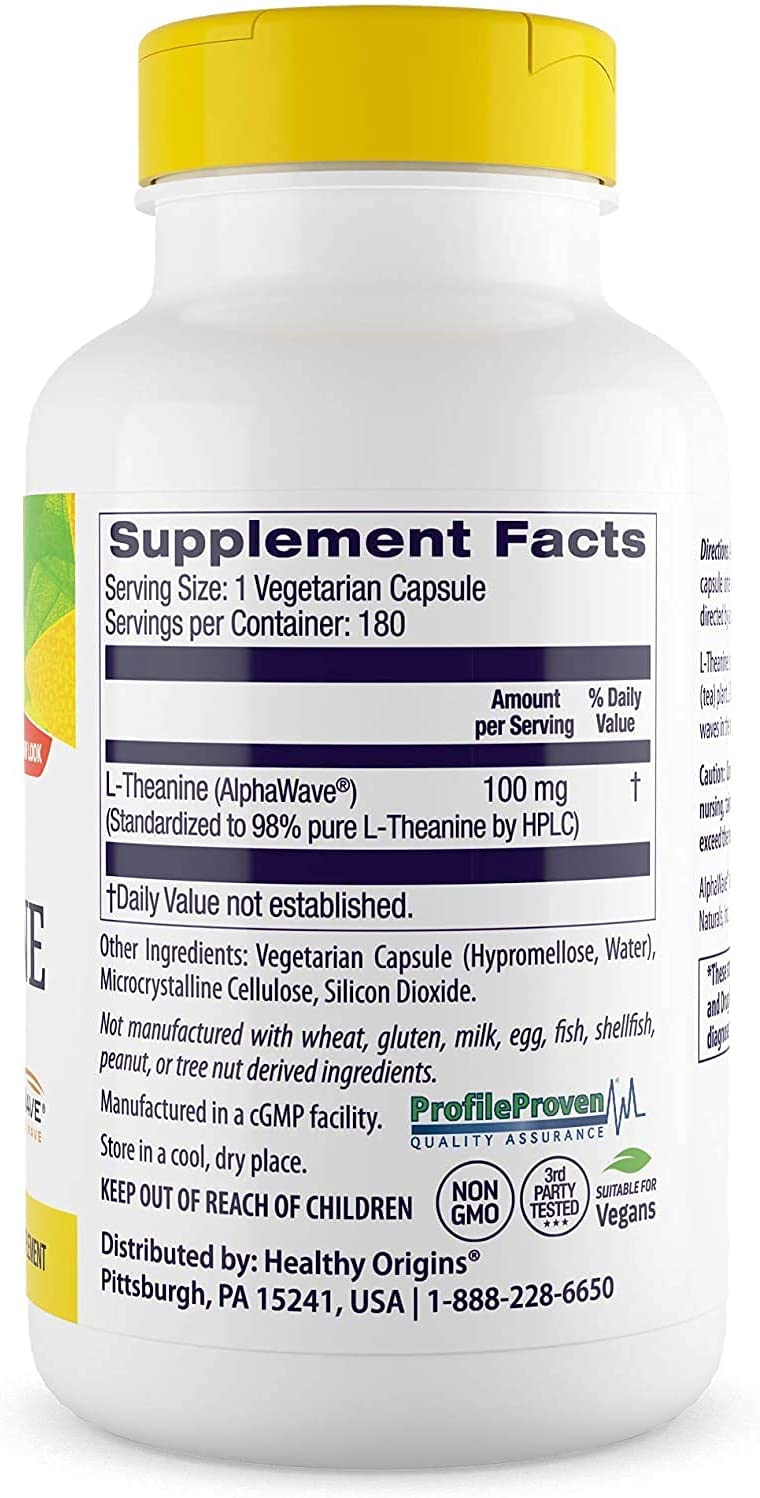 L-Theanine 100 mg 180 Veggie Caps by Healthy Origins best price