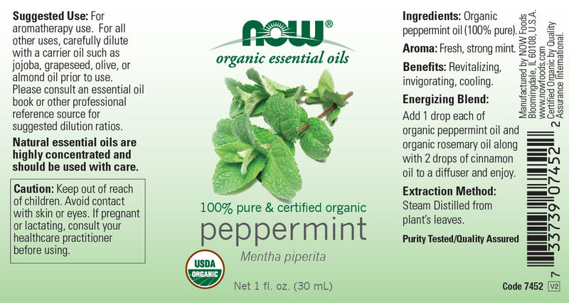 Peppermint Oil Certified Organic 1 fl oz (30 ml) | By Now Essential Oils - Best Price