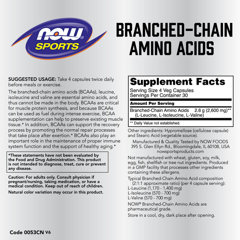 Branched Chain Amino Acids 120 Capsules | By Now Foods - Best Price