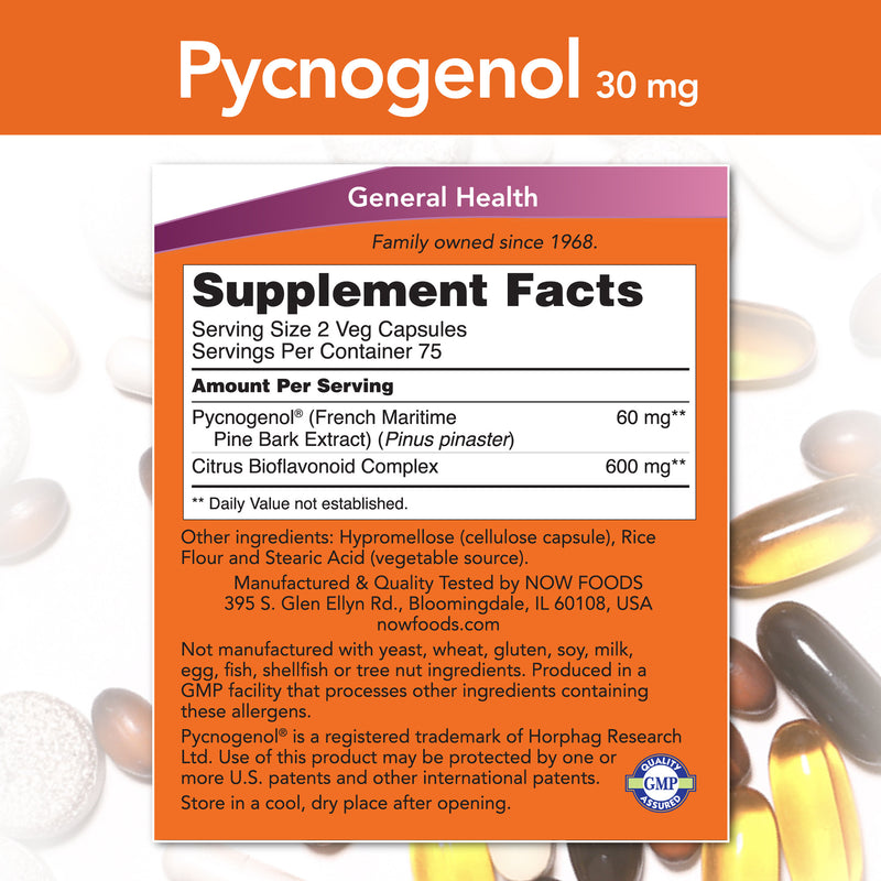 Pycnogenol 30 mg 150 Veg Capsules | By Now Foods - Best Price