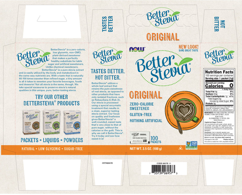 NOW Foods, Better Stevia Original 100 Packets