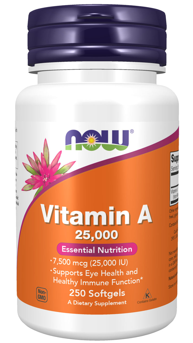 Vitamin A 25,000 IU 250 Softgels | By Now Foods - Best Price