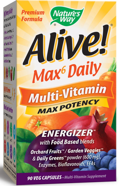 Alive! Max6 Daily Multi-Vitamin Max Potency 90 Veg Capsules
