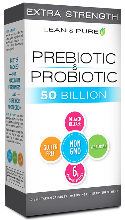 Lean & Pure Prebiotic & Probiotic Extra Strength 50 Billion 30 Vegetarian Capsules