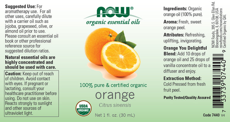 Orange Oil Certified Organic 1 fl oz (30 ml) | By Now Essential Oils - Best Price