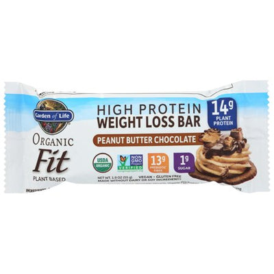 Organic Fit Plant Based High Protein Weight Loss Bar Peanut Butter Chocolate 12 Bars