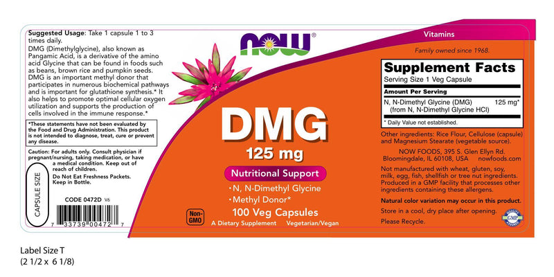 DMG 125 mg 100 Veg Capsules