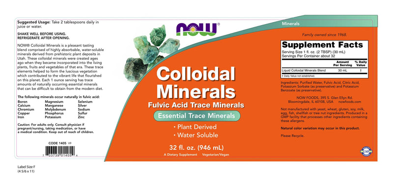 Colloidal Minerals 32 fl oz (946 ml) | By Now Foods - Best Price