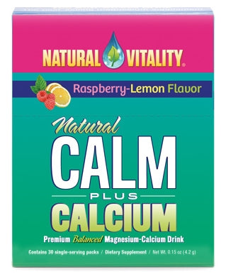 Natural Calm Plus Calcium Raspberry-Lemon Flavor 30 Single-Serving Packs