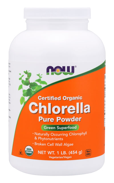 Chlorella Certified Organic Pure Powder 1 lb (454 g) | By Now Foods - Best Price
