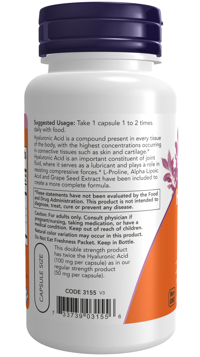 Hyaluronic Acid Double Strength 100 mg 60 Veg Capsules