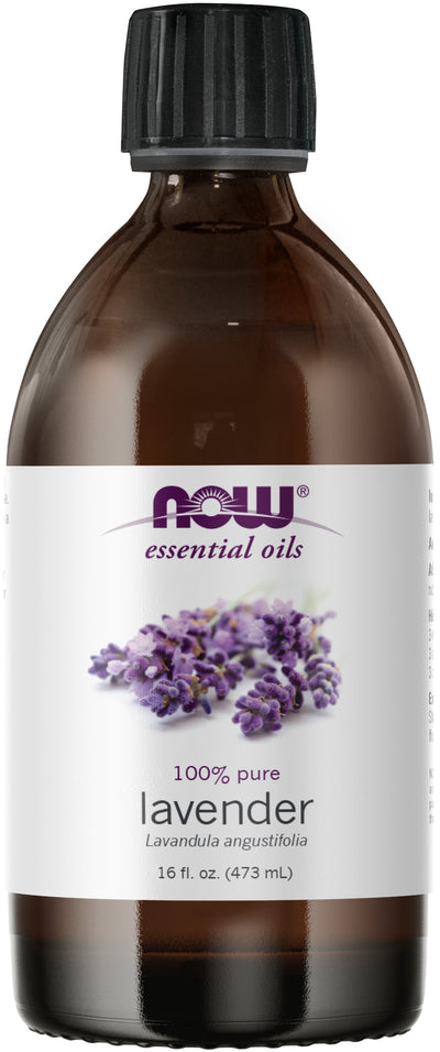 NOW Essential Oils, Lavender Oil, Soothing Aromatherapy Scent, Steam Distilled, 100% Pure, Vegan, Child Resistant Cap, 16-Ounce