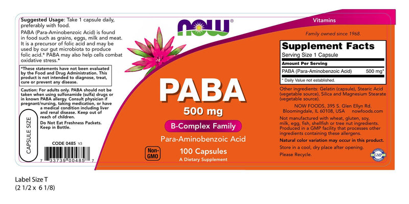 PABA 500 mg 100 Capsules