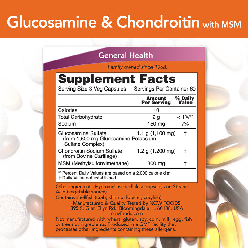 Glucosamine & Chondroitin with MSM 180 Capsules | By Now Foods - Best Price