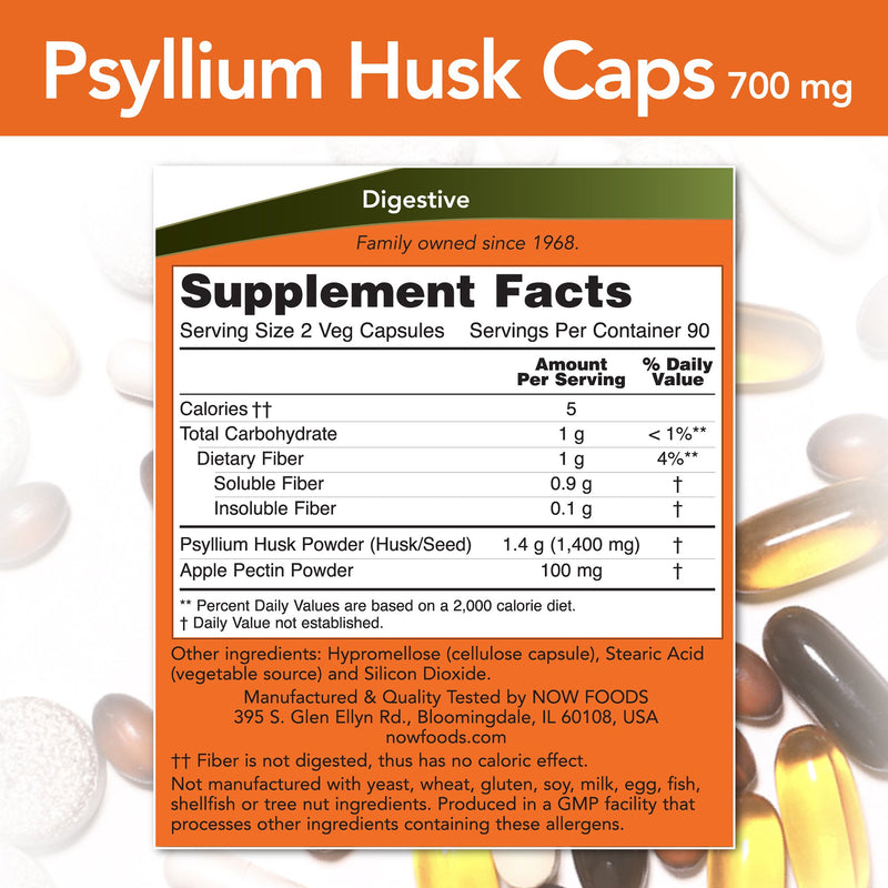 Psyllium Husk Caps 500 mg 500 Veg Capsules | By Now Foods - Best Price