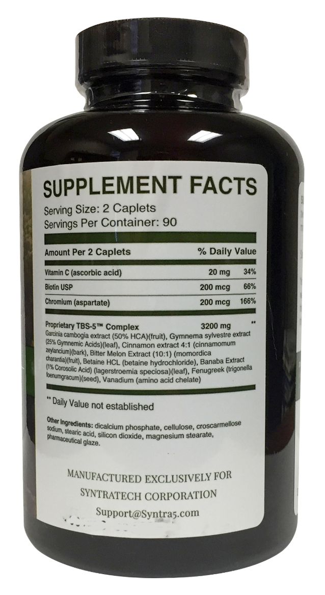 Syntra5 180 Caplets Supplements Facts