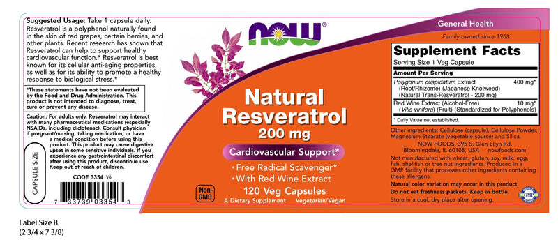 Natural Resveratrol 200 mg 120 Veg Capsules
