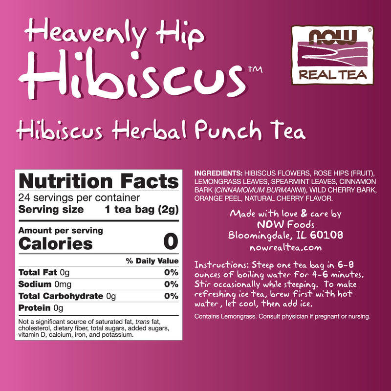 NOW Foods, Heavenly Hip Hibiscus Tea 24 Tea Bags