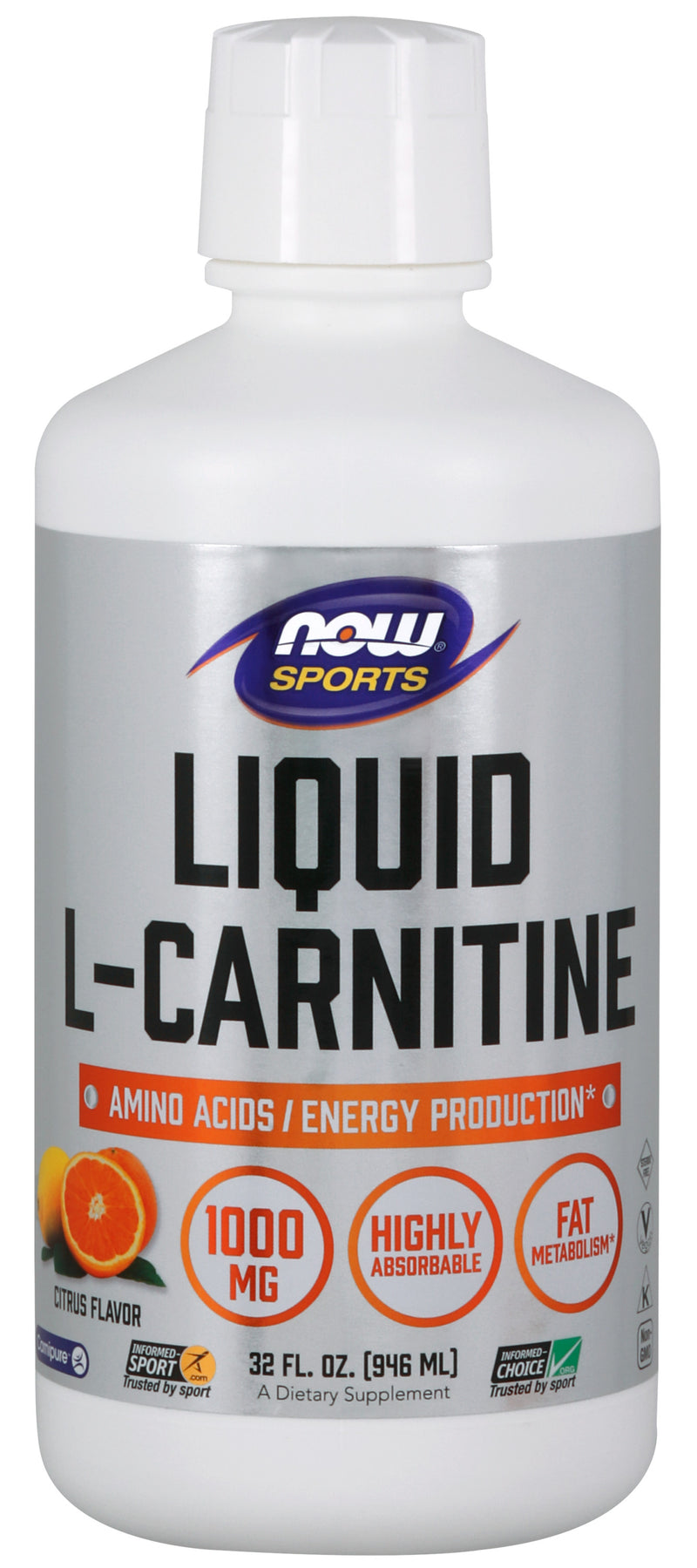 L-Carnitine Liquid Citrus Flavor 1000 mg 32 fl oz (946 ml) | By Now Foods - Best Price