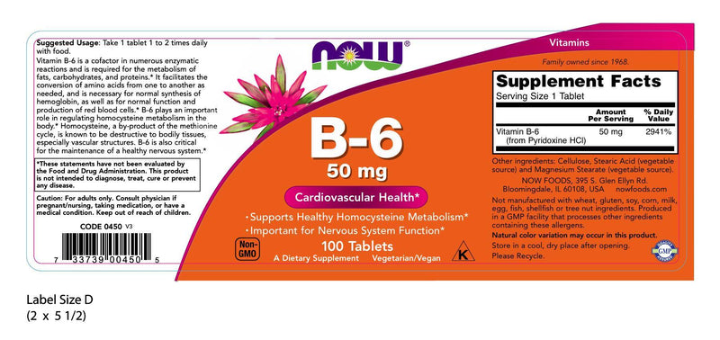 B-6 50 mg 100 Tablets - Discontinued