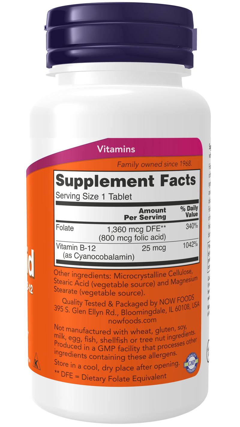 Folic Acid 800 mcg With Vitamin B-12 250 Tablets