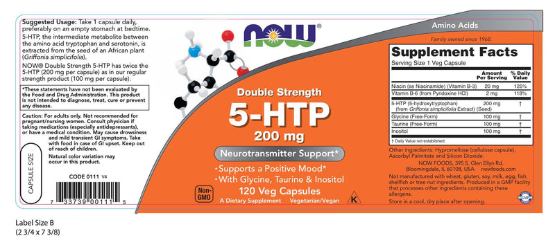 5-HTP 200 mg 120 Veg Capsules