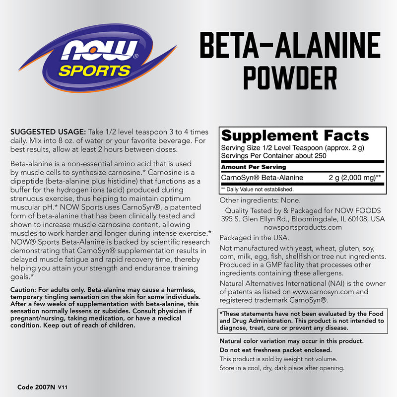 Now Sports, Beta-Alanine Pure Powder 500 g (17.6 oz)