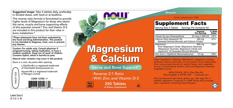 Magnesium & Calcium 100 Tablets | By Now Foods - Best Price