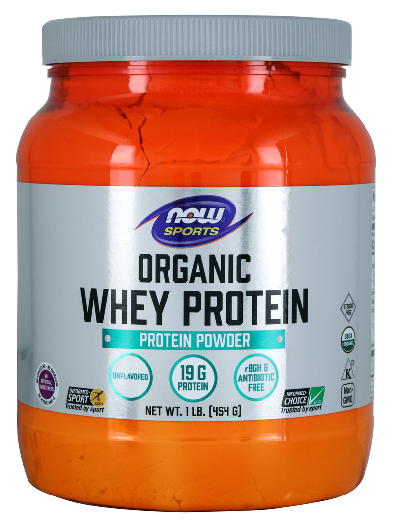 Now Sports, Whey Protein Organic Natural Unflavored 1 lb (454 g)